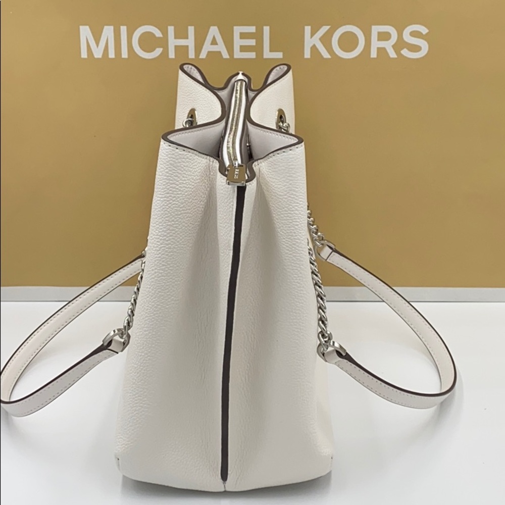 MICHAEL KORS TEAGEN LARGE LONG DROP SATCHEL WHITE - Picture 4 of 13